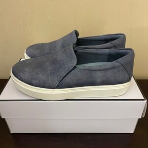 Dr Scholls Madison Womens Blue Denim Look Slip On Platform Sneakers Shoes